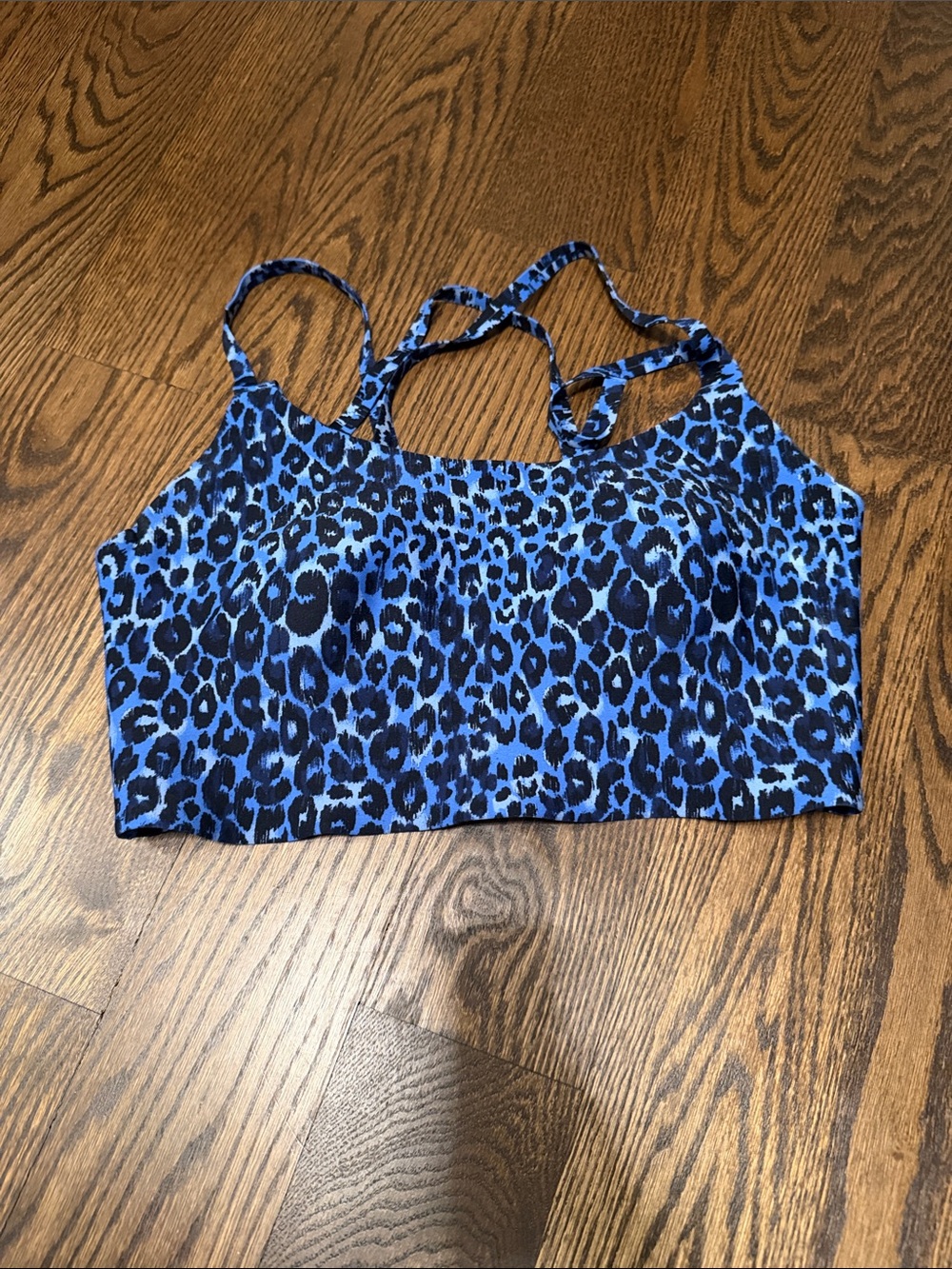 Aerie Real Me Hold Up! Straps sports Bra Leopard blue - M DD - Picture 2 of 4